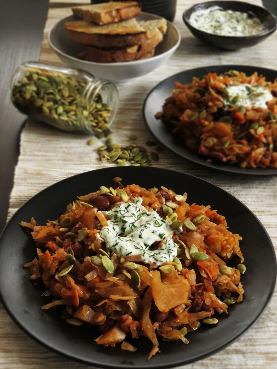Sautéed Cabbage with Pinto Beans In Tomato Sauce Vegan Foodiez